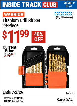 www.hfqpdb.com - WARRIOR TITANIUM DRILL BIT SET, 29-PIECE Lot No. 61637/62281