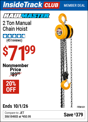 www.hfqpdb.com - HAUL-MASTER 2 TON MANUAL CHAIN HOIST Lot No. 631