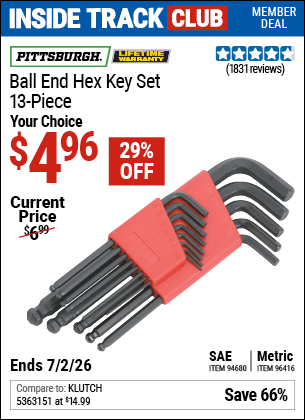 www.hfqpdb.com - PITTSBURGH BALL END HEX KEY SET, 13-PIECE Lot No. 94680/96416