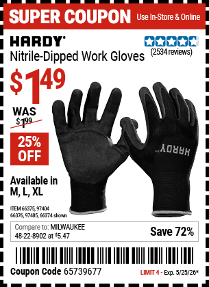 www.hfqpdb.com - HARDY NITRILE-DIPPED WORK GLOVES Lot No. 66374/66375/97404/66376/97405