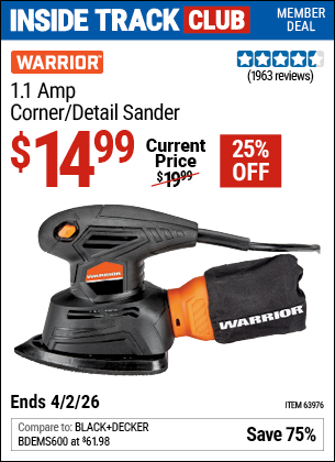 www.hfqpdb.com - WARRIOR 1.1 AMP CORNER/DETAIL SANDER Lot No. 63976
