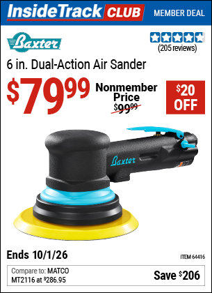 www.hfqpdb.com - BAXTER 6 IN. PROFESSIONAL ORBITAL COMPOSITE AIR SANDER Lot No. 64416