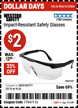www.hfqpdb.com - WESTERN SAFETY IMPACT-RESISTANT SAFETY GLASSES Lot No. 94357