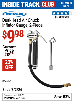 www.hfqpdb.com - MERLIN DUAL-HEAD AIR CHUCK INFLATOR GAUGE, 2-PIECE Lot No. 63543