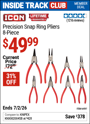 www.hfqpdb.com - ICON PRECISION SNAP RING PLIERS, 8-PIECE Lot No. 64597