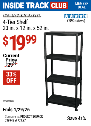 www.hfqpdb.com - U.S. GENERAL 4-TIER SHELF, 23 IN. X 12 IN. X 52 IN. Lot No. 91883