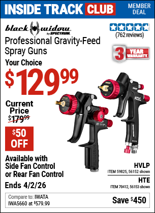 www.hfqpdb.com - BLACK WIDOW BY SPECTRUM PROFESSIONAL GRAVITY-FEED AIR SPRAY GUN WITH FAN CONTROL Lot No. 70412/56152/56153/59825