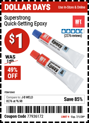www.hfqpdb.com - HFT SUPER STRONG QUICK SETTING EPOXY Lot No. 92665
