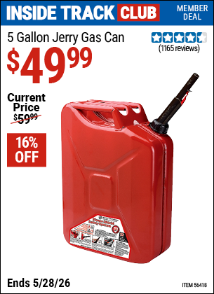 www.hfqpdb.com - MIDWEST CAN 5 GALLON JERRY GAS CAN Lot No. 56418/99551