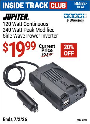 www.hfqpdb.com - JUPITER 120 WATT CONTINUOUS/240 WATT PEAK MODIFIED SINE WAVE POWER INVERTER Lot No. 56574