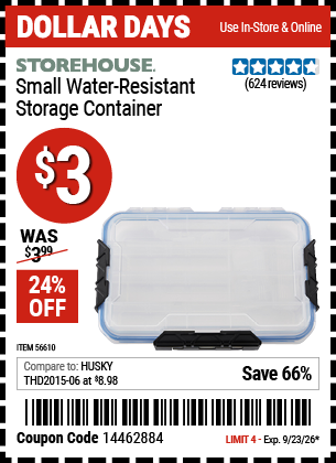 www.hfqpdb.com - STOREHOUSE SMALL WATER-RESISTANT STORAGE CONTAINER Lot No. 56610