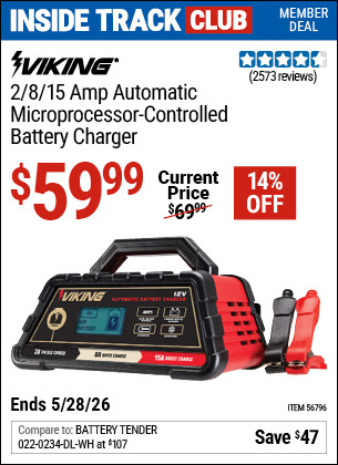 www.hfqpdb.com - VIKING 2/8/15 AMP AUTOMATIC MICROPROCESSOR-CONTROLLED BATTERY CHARGER Lot No. 56796