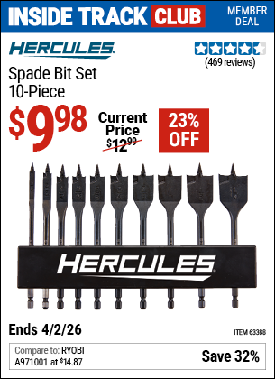 www.hfqpdb.com - HERCULES SPADE BIT SET, 10-PIECE Lot No. 63388
