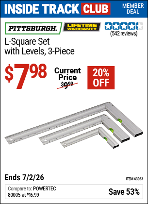 www.hfqpdb.com - PITTSBURGH L-SQUARE SET WITH LEVELS, 3-PIECE Lot No. 63033