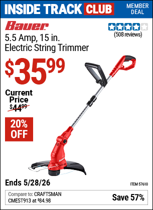 www.hfqpdb.com - BAUER 5.5 AMP, 15 IN. ELECTRIC STRING TRIMMER Lot No. 57610
