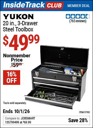 www.hfqpdb.com - YUKON 20 IN., 3-DRAWER STEEL TOOLBOX Lot No. 57582