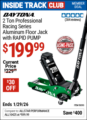 www.hfqpdb.com - DAYTONA 2 TON PROFESSIONAL RACING SERIES ALUMINUM FLOOR JACK WITH RAPID PUMP Lot No. 58393