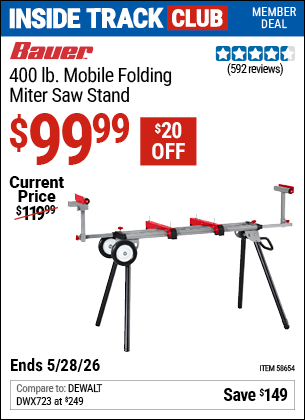 www.hfqpdb.com - BAUER 400 LB. MOBILE FOLDING MITER SAW STAND Lot No. 58654