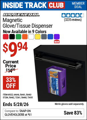 www.hfqpdb.com - U.S. General Magnetic Glove/tissue dispenser Lot No. 64646/57284/56460/56461/56462/56463/69322/72361