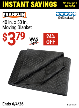 www.hfqpdb.com - FRANKLIN 40 IN. X 50 IN. MOVING BLANKET Lot No. 58328