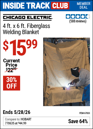 www.hfqpdb.com - CHICAGO ELECTRIC 4 FT. X 6 FT. FIBERGLASS WELDING BLANKET Lot No. 67833