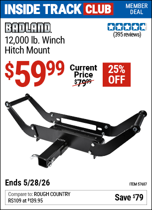 www.hfqpdb.com - BADLAND 12,000 LB. WINCH HITCH MOUNT Lot No. 57607