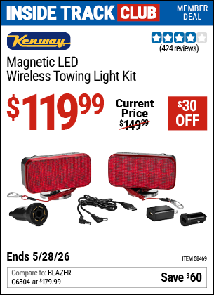 www.hfqpdb.com - KENWAY MAGNETIC LED WIRELESS TOWING LIGHT KIT Lot No. 58469