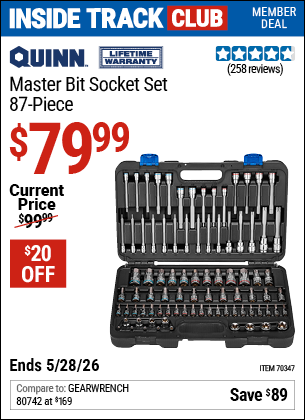 www.hfqpdb.com - QUINN MASTER BIT SOCKET SET, 87-PIECE Lot No. 70347