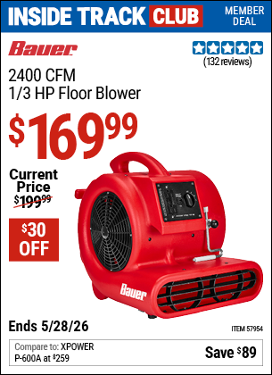 www.hfqpdb.com - BAUER 2400 CFM, 1/3 HP FLOOR BLOWER Lot No. 57954