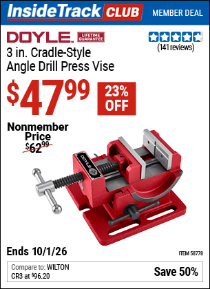 www.hfqpdb.com - DOYLE 3 IN. CRADLE-STYLE ANGLE DRILL PRESS VISE Lot No. 58778