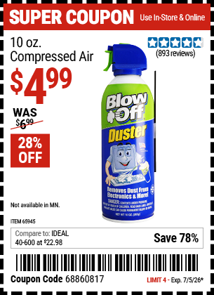 www.hfqpdb.com - BLOW OFF DUSTER 10 OZ. COMPRESSED AIR Lot No. 65945