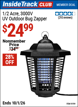 www.hfqpdb.com - 1/2 ACRE, 3000V UV OUTDOOR BUG ZAPPER Lot No. 59709