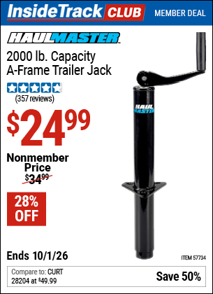www.hfqpdb.com - HAUL-MASTER 2000 LB. CAPACITY A-FRAME TRAILER JACK Lot No. 57734
