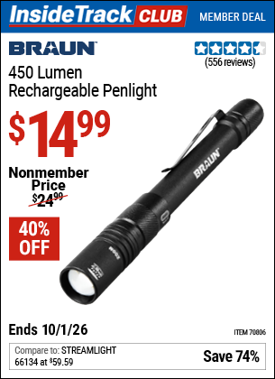 www.hfqpdb.com - BRAUN 450 LUMEN RECHARGEABLE PENLIGHT Lot No. 70806