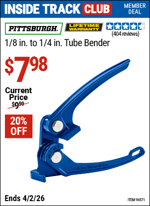 www.hfqpdb.com - PITTSBURGH 1/8 IN. TO 1/4 IN. TUBE BENDER Lot No. 94571