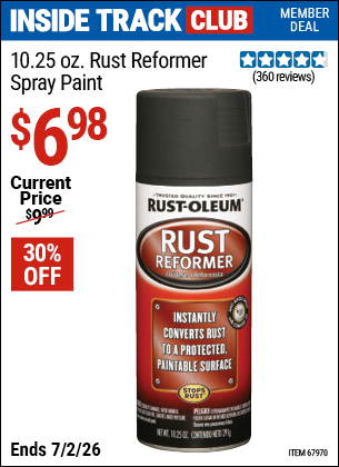 www.hfqpdb.com - RUST-OLEUM 10.25 OZ. RUST REFORMER SPRAY PAINT Lot No. 67970