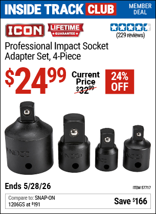 www.hfqpdb.com - ICON PROFESSIONAL IMPACT SOCKET ADAPTER SET, 4-PIECE Lot No. 57717