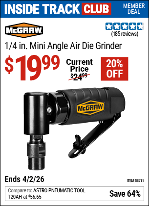www.hfqpdb.com - MCGRAW 1/4 IN. MINI ANGLE AIR DIE GRINDER Lot No. 58711