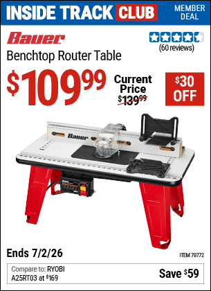 www.hfqpdb.com - BAUER BENCHTOP ROUTER TABLE Lot No. 70772
