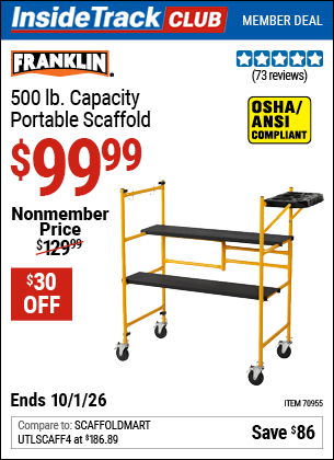 www.hfqpdb.com - FRANKLIN 500 LB. CAPACITY PORTABLE SCAFFOLD Lot No. 70955