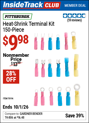 www.hfqpdb.com - PITTSBURGH HEAT-SHRINK TERMINAL KIT, 150-PIECE Lot No. 70196