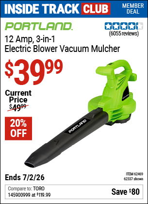 www.hfqpdb.com - PORTLAND 12 AMP, 3-IN-1 ELECTRIC BLOWER VACUUM MULCHER Lot No. 62337/62469