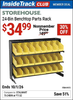 www.hfqpdb.com - STOREHOUSE 24-BIN BENCHTOP PARTS RACK Lot No. 69572