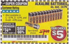 Harbor Freight Coupon THUNDERBOLT MAGNUM ALKALINE BATTERIES Lot No. 61271/92404/61270/61272/61279/92408 Expired: 10/23/19 - $5