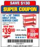 Harbor Freight Coupon U.S. GENERAL 30 IN. X 16 IN., 3-SHELF STEEL SERVICE CART, RED Lot No. 62179/6650/61165 Expired: 11/20/17 - $39.99