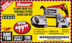 Harbor Freight Coupon BAUER 10 AMP, 5 IN. DEEP CUT VARIABLE-SPEED BAND SAW Lot No. 64194/63444 Expired: 2/16/19 - $99.99