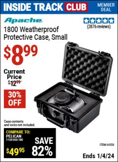 Harbor Freight ITC Coupon APACHE 1800 WEATHERPROOF PROTECTIVE CASE, SMALL, BLACK Lot No. 64550 Expired: 1/4/24 - $8.99