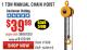 Harbor Freight Coupon HAUL-MASTER 1 TON MANUAL CHAIN HOIST Lot No. 996 Expired: 12/31/15 - $39.99