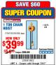 Harbor Freight Coupon HAUL-MASTER 1 TON MANUAL CHAIN HOIST Lot No. 996 Expired: 7/3/17 - $39.99