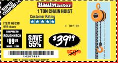 Harbor Freight Coupon HAUL-MASTER 1 TON MANUAL CHAIN HOIST Lot No. 996 Expired: 5/19/18 - $39.99